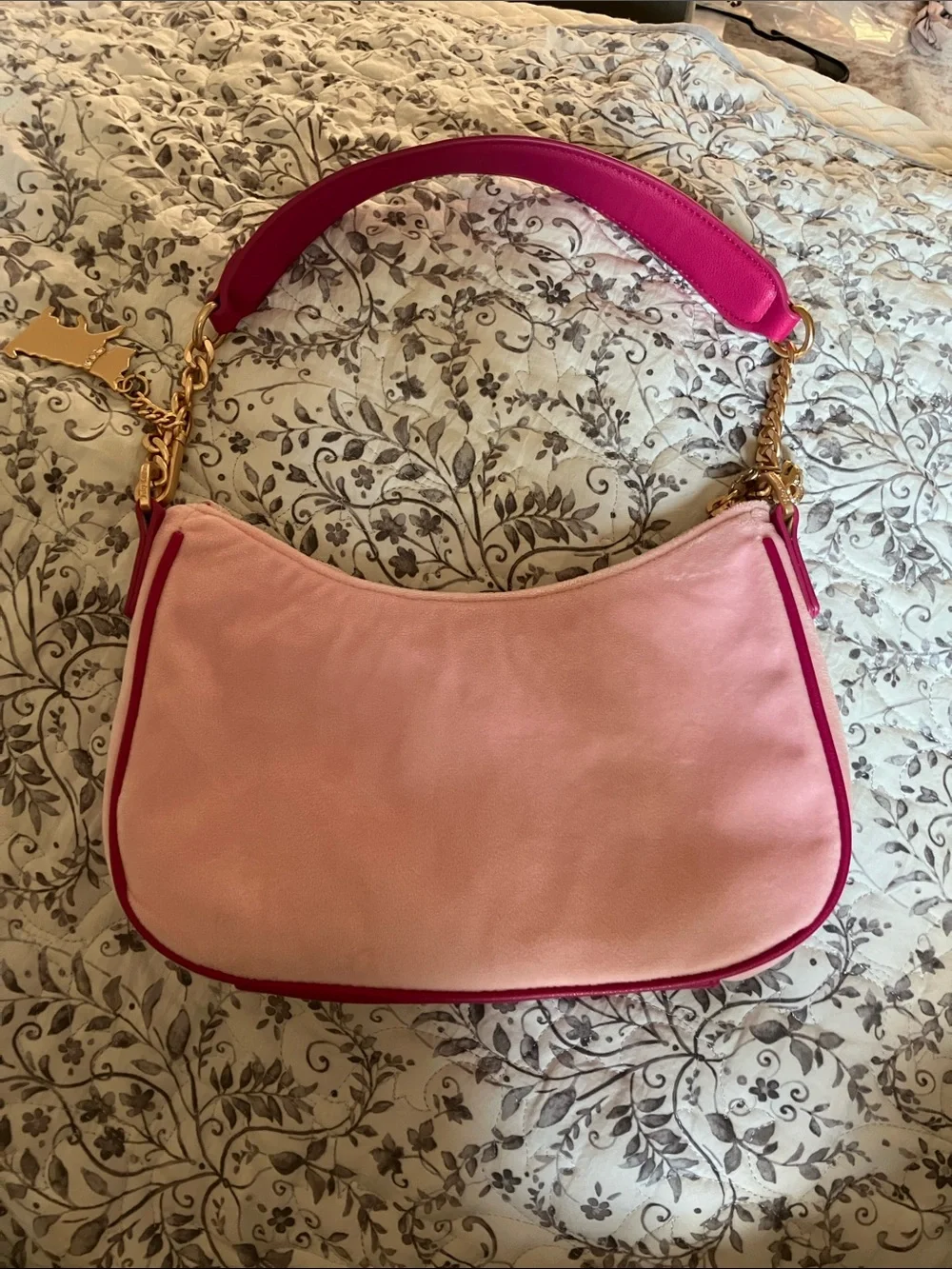 (No pom poms on it) Juicy Couture Two-Tone Pink Embroidered Shoulder Bag